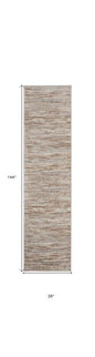 12' Brown Abstract Power Loom Runner Rug