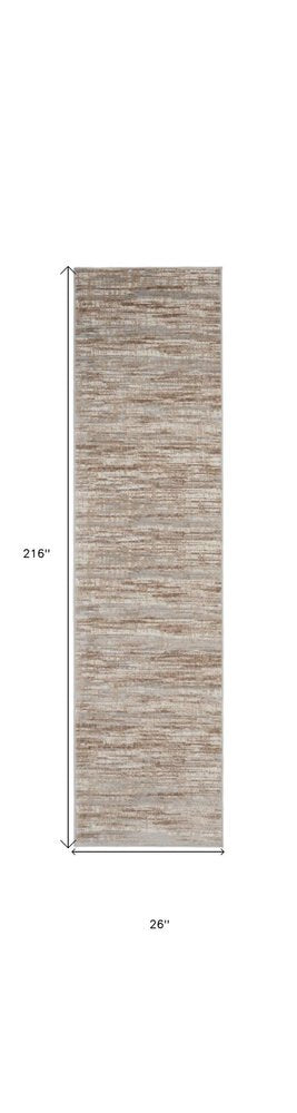 18' Brown Abstract Power Loom Runner Rug
