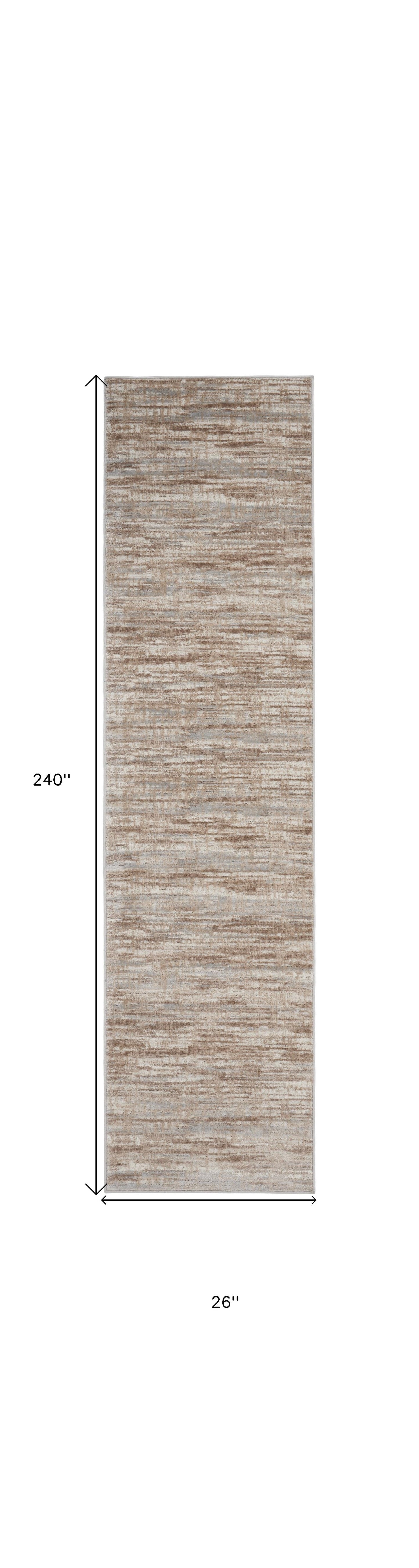 20' Brown Abstract Power Loom Runner Rug