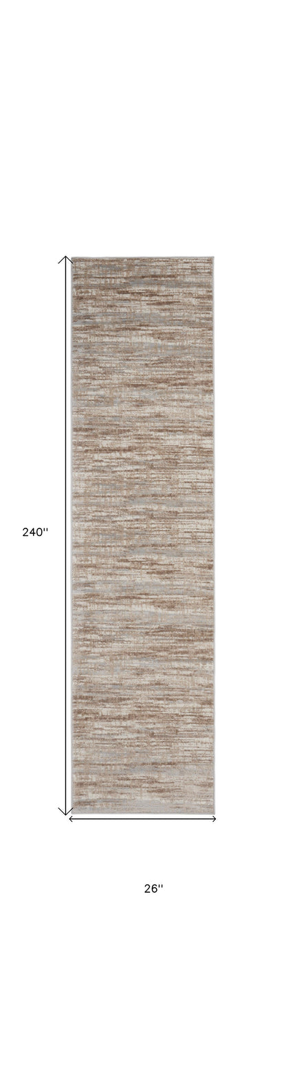 20' Brown Abstract Power Loom Runner Rug