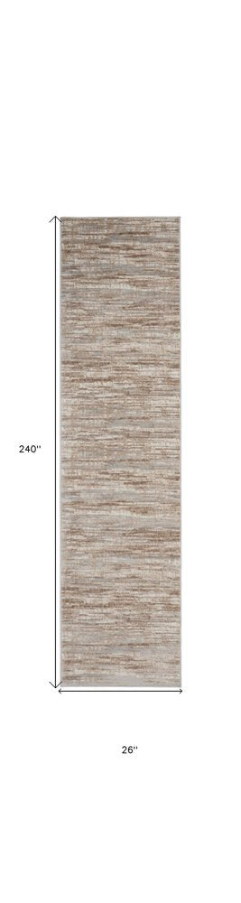 20' Brown Abstract Power Loom Runner Rug