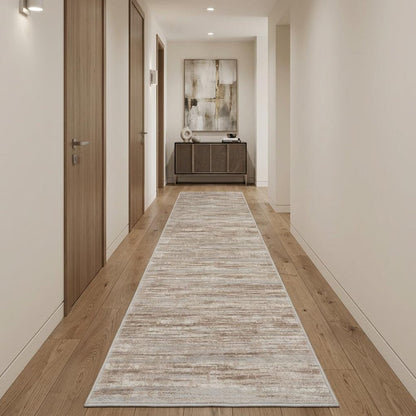 20' Brown Abstract Power Loom Runner Rug