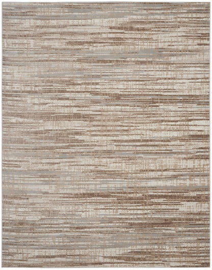 7' X 10' Brown Abstract Power Loom Area Rug