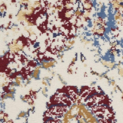 4' X 6' Navy Blue Damask Power Loom Distressed Area Rug