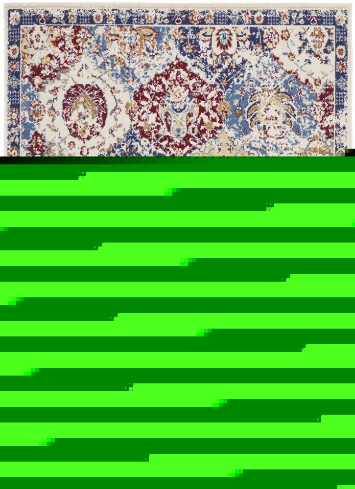 4' X 6' Navy Blue Damask Power Loom Distressed Area Rug