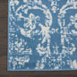 7' Blue Damask Power Loom Runner Rug