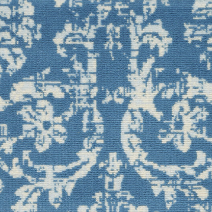 2' X 4' Blue Damask Power Loom Area Rug