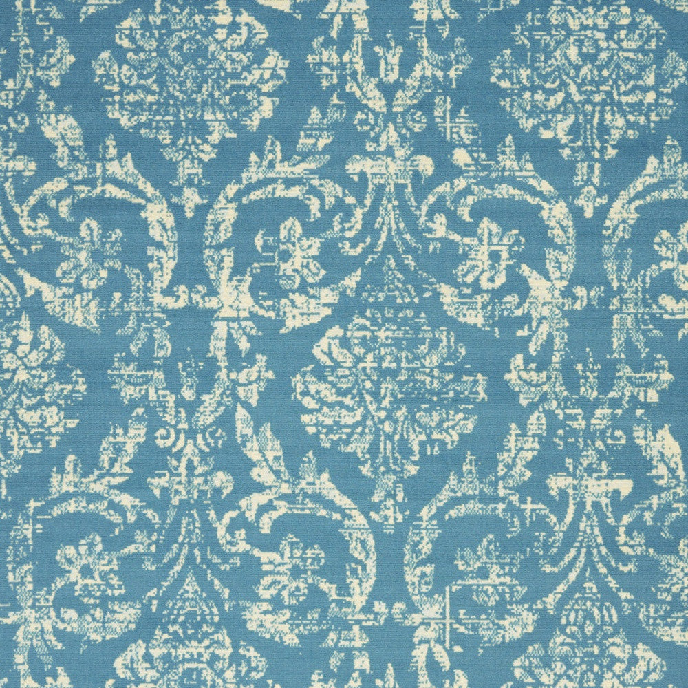 5' X 7' Blue Damask Power Loom Area Rug