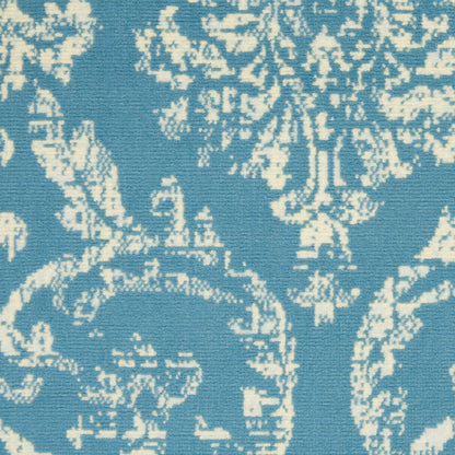 5' X 7' Blue Damask Power Loom Area Rug