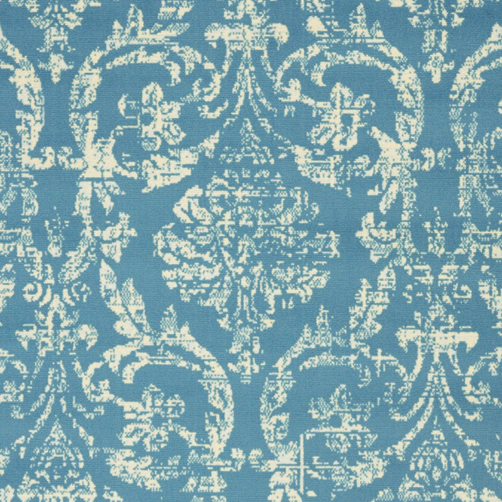 5' X 7' Blue Damask Power Loom Area Rug