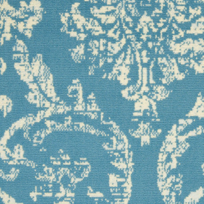 6' X 9' Blue Damask Power Loom Area Rug