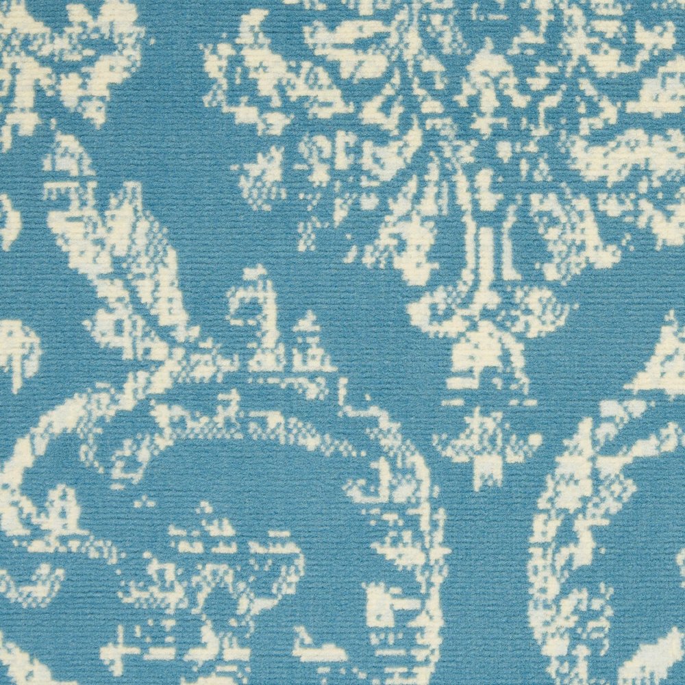6' X 9' Blue Damask Power Loom Area Rug