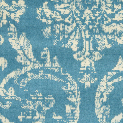 6' X 9' Blue Damask Power Loom Area Rug