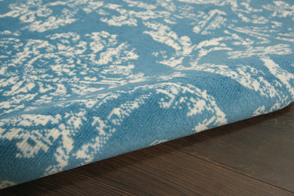 6' X 9' Blue Damask Power Loom Area Rug