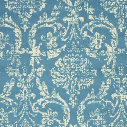 6' X 9' Blue Damask Power Loom Area Rug