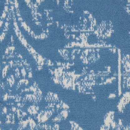 5' Blue Round Damask Power Loom Area Rug