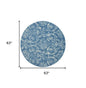 5' Blue Round Damask Power Loom Area Rug