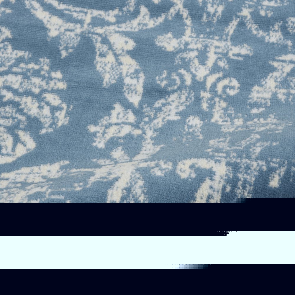 8' X 10' Blue Damask Power Loom Area Rug