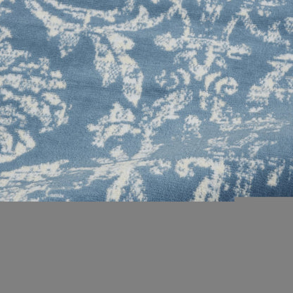 8' X 10' Blue Damask Power Loom Area Rug