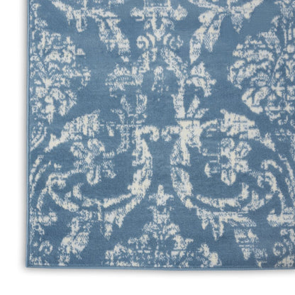 8' X 10' Blue Damask Power Loom Area Rug