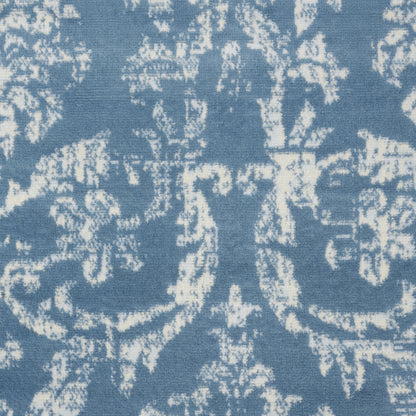 8' X 10' Blue Damask Power Loom Area Rug