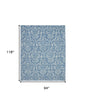 8' X 10' Blue Damask Power Loom Area Rug
