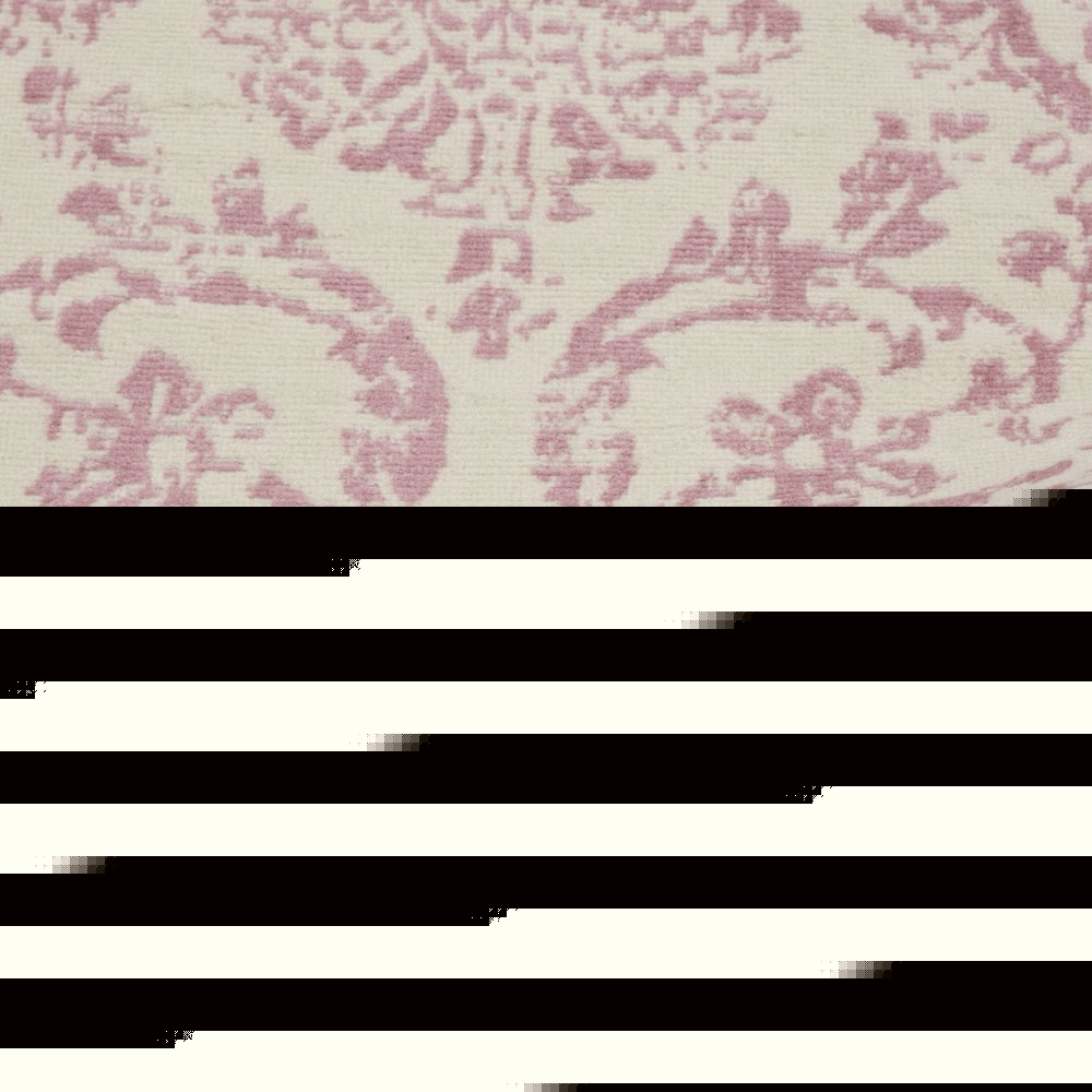 7' Cream Damask Power Loom Runner Rug