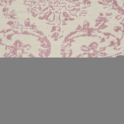 7' Cream Damask Power Loom Runner Rug