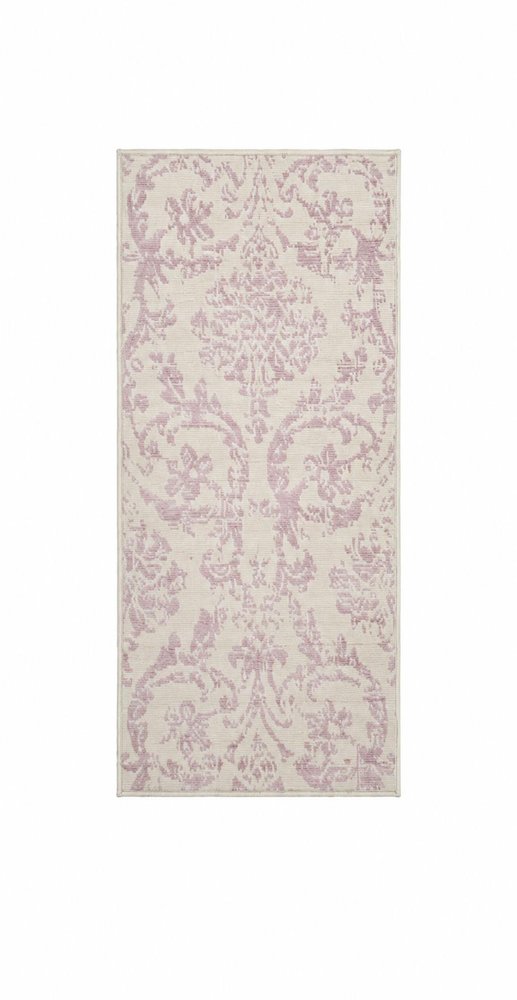 2' X 4' Ivory And Pink Damask Area Rug