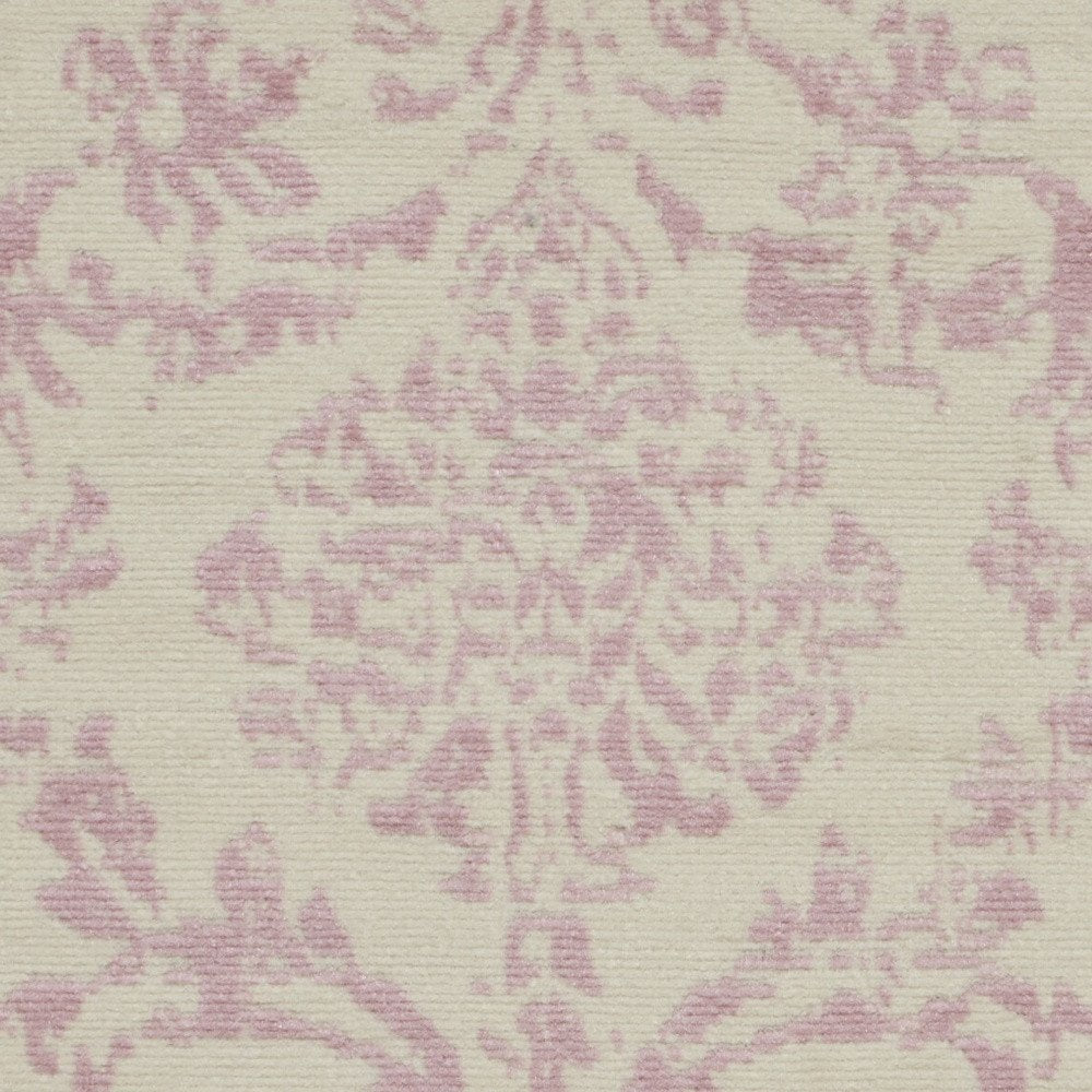 2' X 4' Ivory And Pink Damask Area Rug