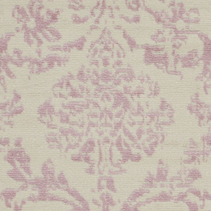 2' X 4' Ivory And Pink Damask Area Rug