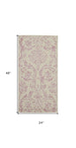 2' X 4' Ivory And Pink Damask Area Rug