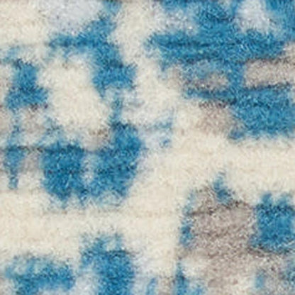 6' X 9' Ivory And Blue Damask Area Rug