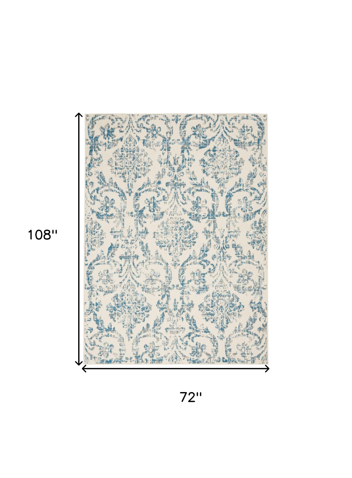 6' X 9' Cream Damask Power Loom Area Rug