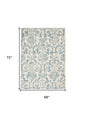 4' X 6' Ivory And Blue Damask Area Rug