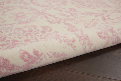 6' X 9' Beige and Pink Floral Power Loom Non Skid Area Rug