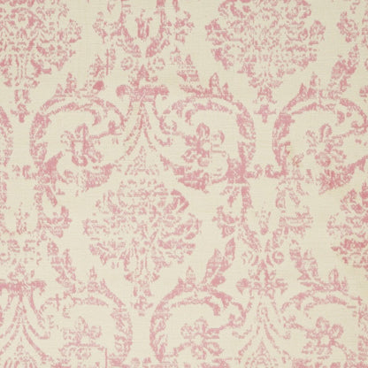 6' X 9' Ivory And Pink Damask Area Rug