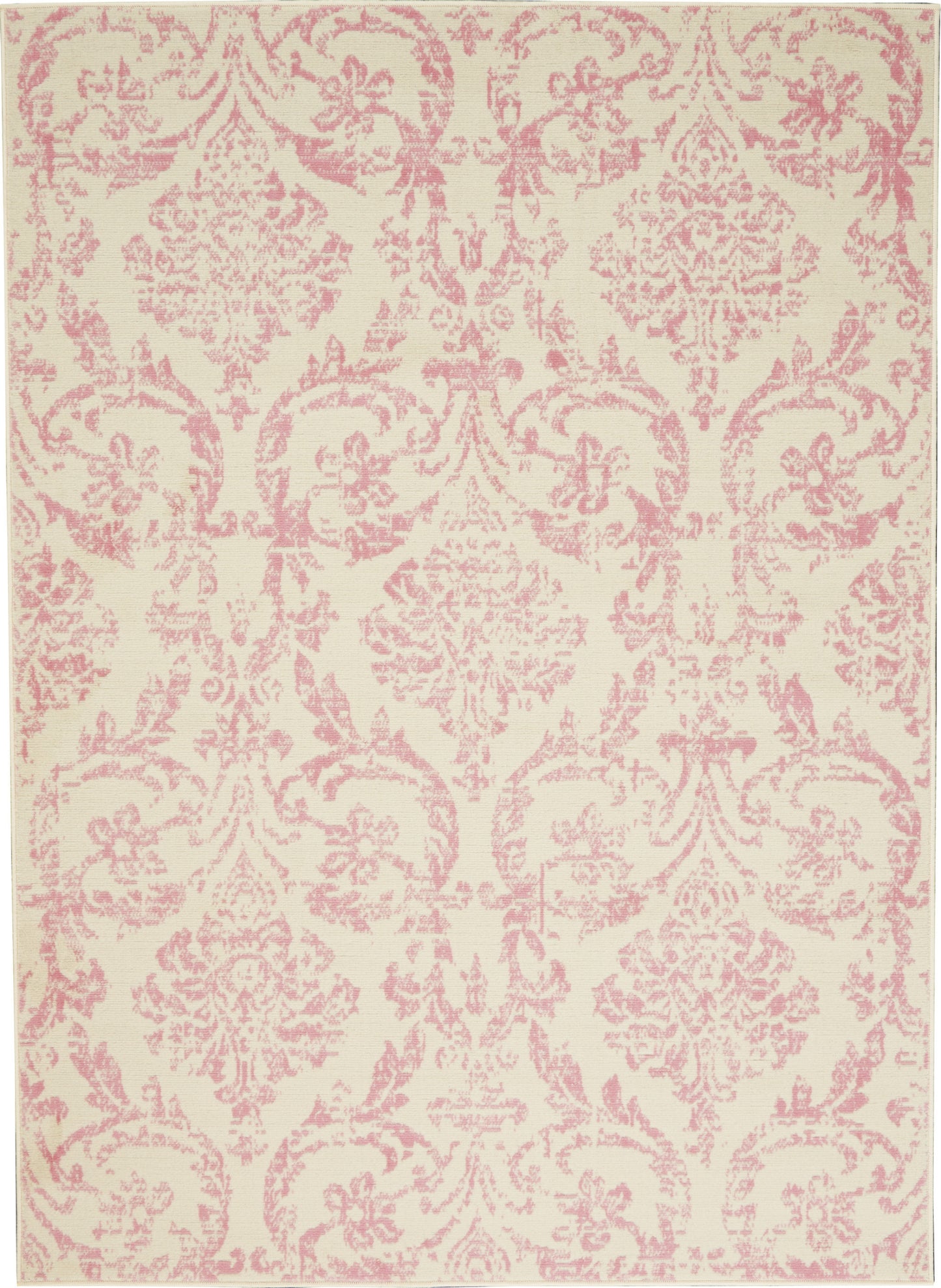 4' X 6' Cream Damask Power Loom Area Rug