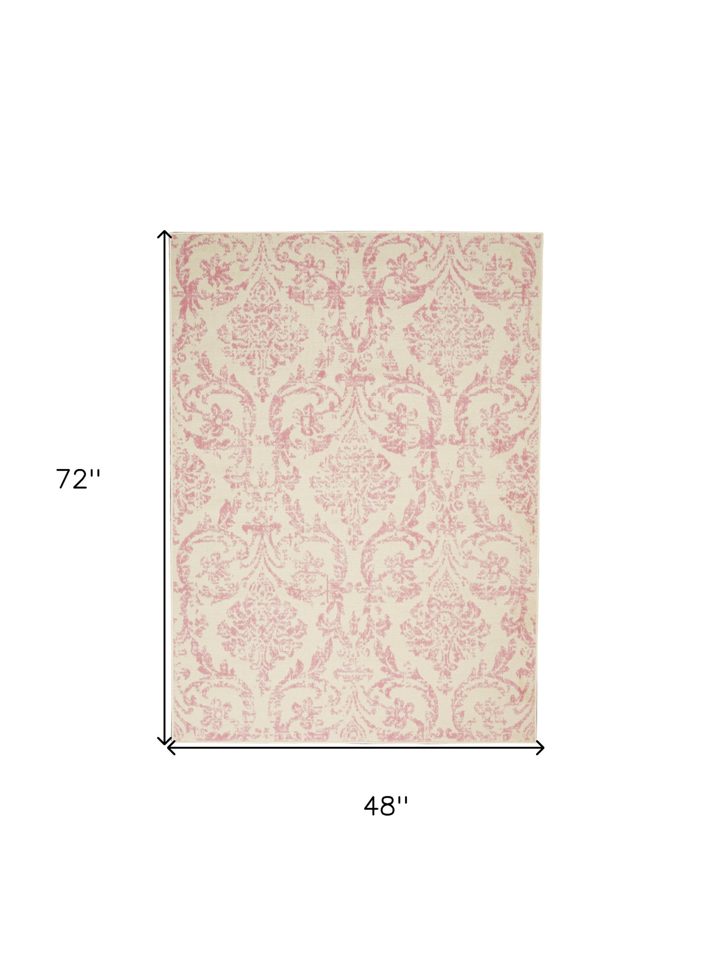 4' X 6' Cream Damask Power Loom Area Rug