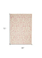 4' X 6' Ivory And Pink Damask Area Rug