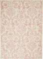 5' X 7' Cream Damask Power Loom Area Rug