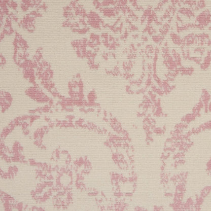 5' X 7' Ivory And Pink Damask Area Rug