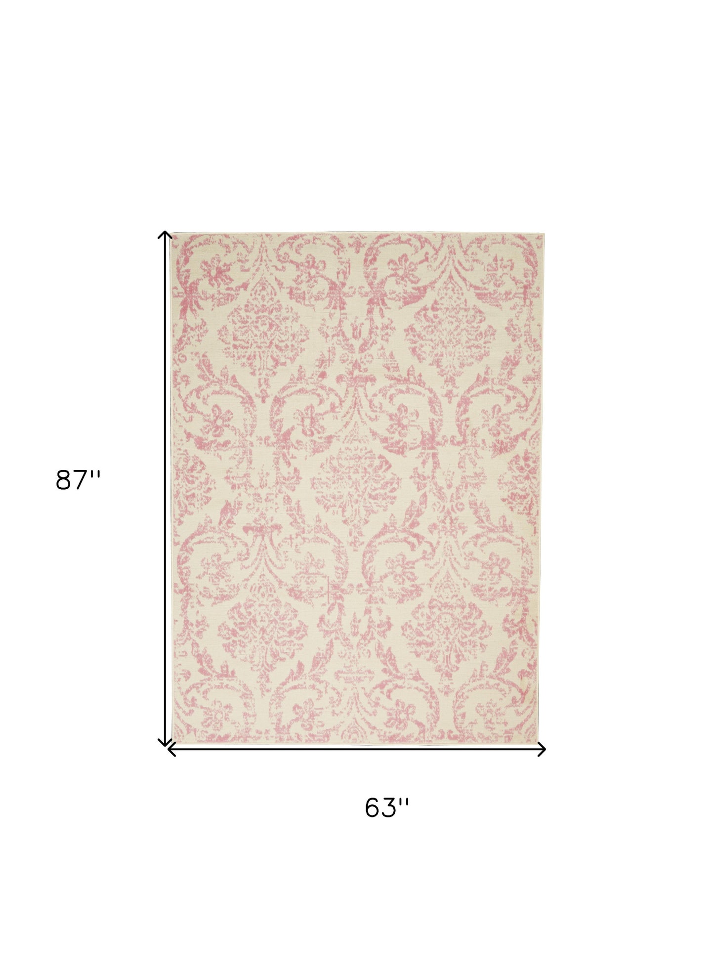 5' X 7' Cream Damask Power Loom Area Rug