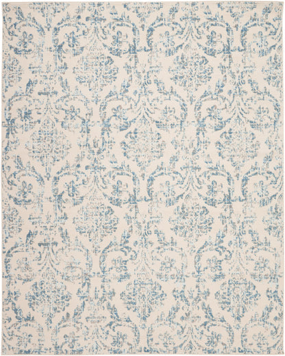 8' X 10' Cream Damask Power Loom Non Skid Area Rug