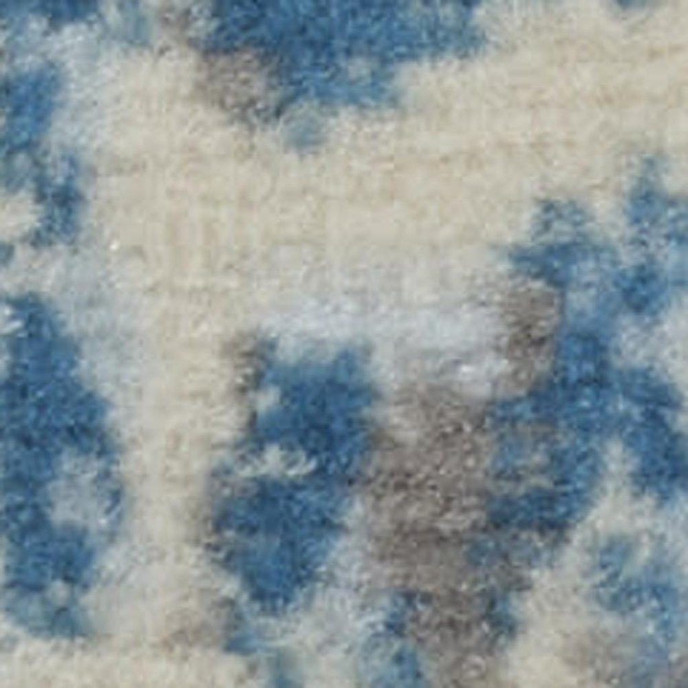 8' X 10' Ivory And Blue Damask Area Rug
