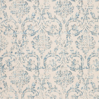 8' X 10' Ivory And Blue Damask Area Rug