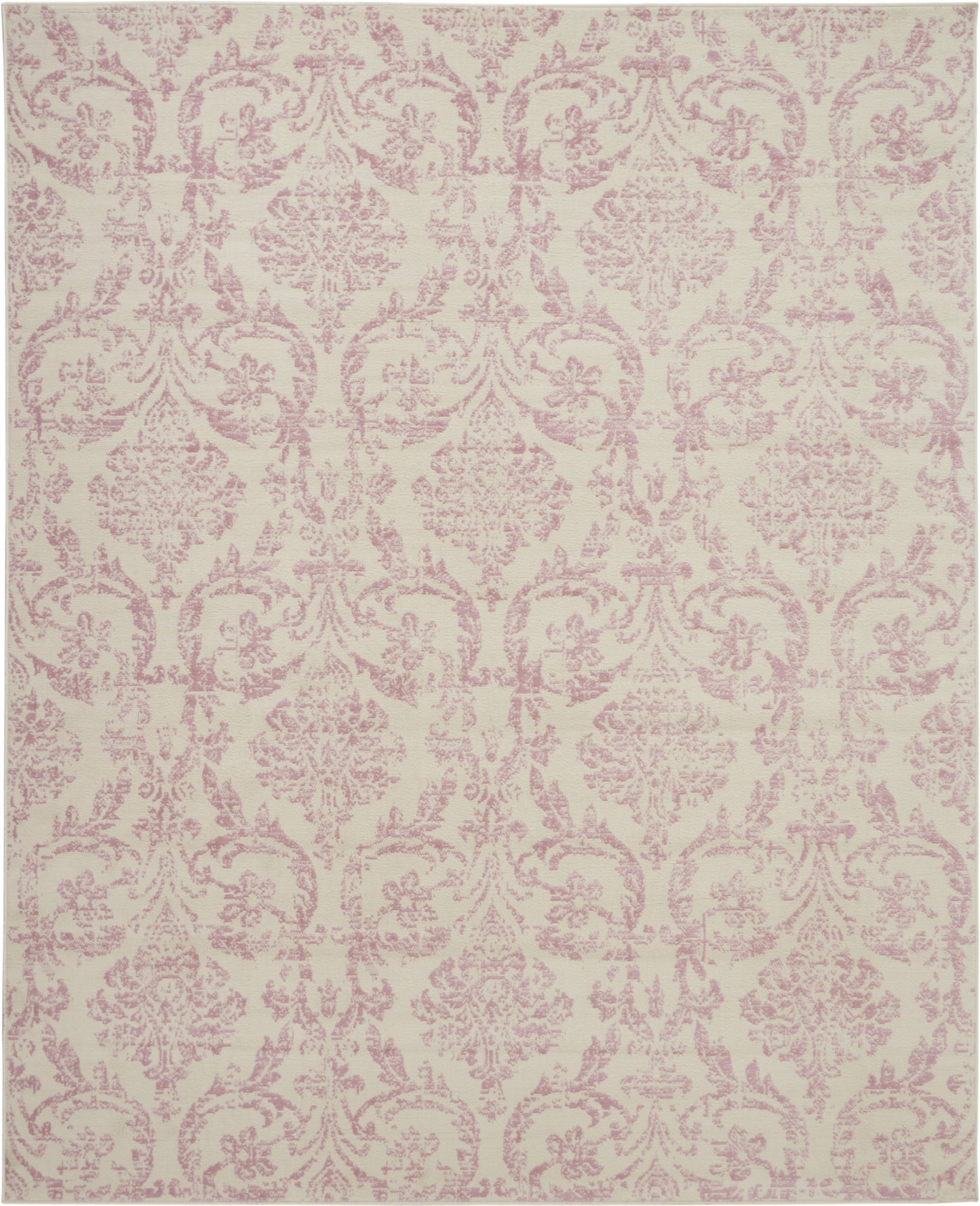 8' X 10' Cream Damask Power Loom Area Rug