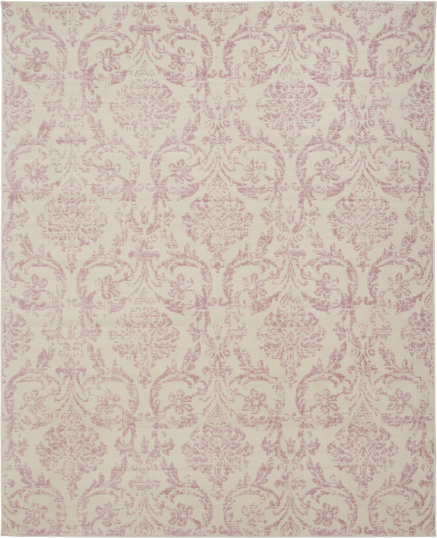 8' X 10' Cream Damask Power Loom Area Rug