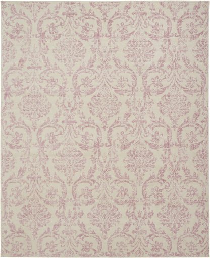 8' X 10' Cream Damask Power Loom Area Rug