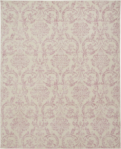 8' X 10' Cream Damask Power Loom Area Rug